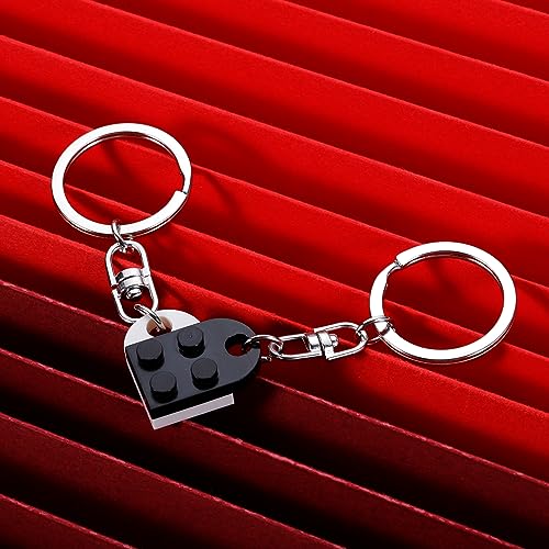 VANLOVEMAC Couples Matching Stuff Gifts for Boyfriend Girlfriend Women Friends Christmas Anniversary Valentines Day Gifts for Him Her Husband Wife Birthday Gifts Heart Brick Keychain