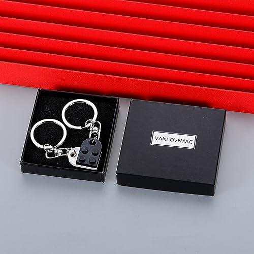 VANLOVEMAC Couples Matching Stuff Gifts for Boyfriend Girlfriend Women Friends Christmas Anniversary Valentines Day Gifts for Him Her Husband Wife Birthday Gifts Heart Brick Keychain