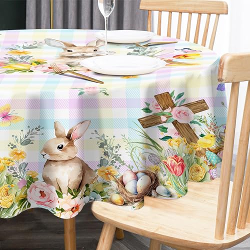 Easter Tablecloth with Bunny and Eggs for Celebrations