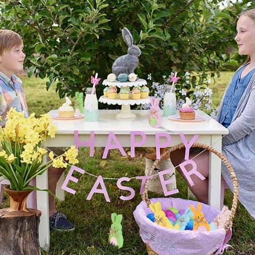 Easter Bunny Wooden Signs - 6 Pcs Tabletop Decor