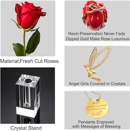 24K Gold Rose Gifts for Her, Wife, Mothers Day
