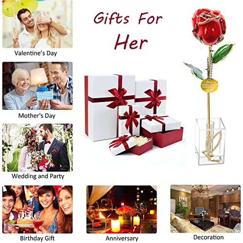 24K Gold Rose Gifts for Her, Wife, Mothers Day