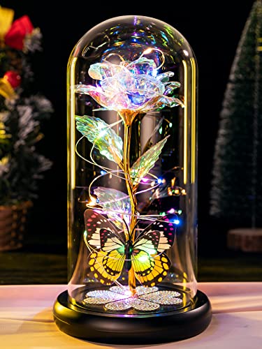 Galaxy Glass Rose in Dome: Eternal Celebration Gift