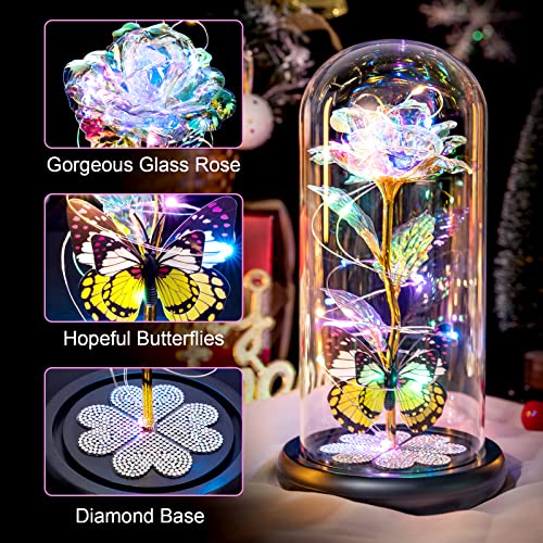 Galaxy Glass Rose in Dome: Eternal Celebration Gift