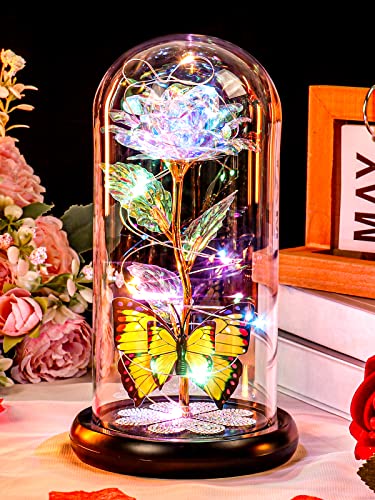 Galaxy Glass Rose in Dome: Eternal Celebration Gift
