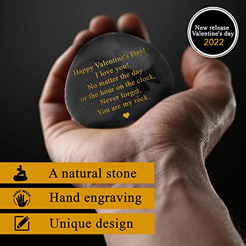 Engraved Black Polished Rock - Emotional Valentine's Gift