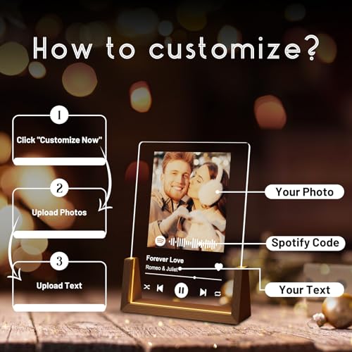 Customized Spotify Plaque & LED Picture Frame for Valentines