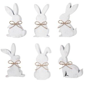 6 Pcs Easter Bunny Wooden Signs - Bunny Decor for Spring Celebrations
