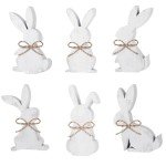 6 Pcs Easter Bunny Wooden Signs - Bunny Decor for Spring Celebrations