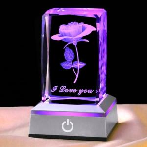 Multicolor Rose Crystal Nightlight - Unique Celebration Gift