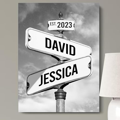 Vintage Street Sign Canvas: Personalized Couples Gift