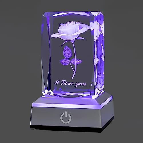 Multicolor Rose Crystal Nightlight - Unique Celebration Gift