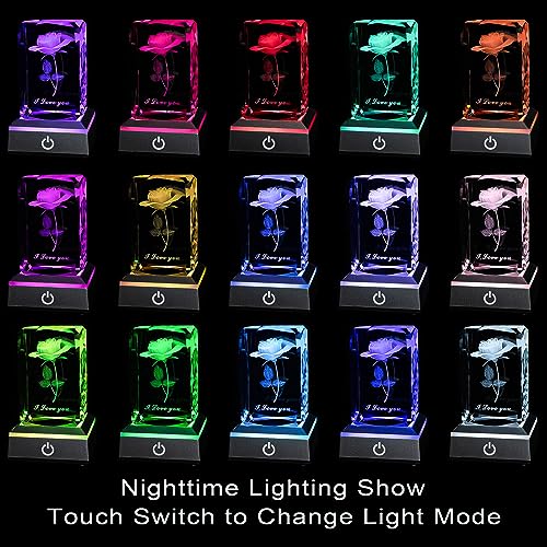 Multicolor Rose Crystal Nightlight - Unique Celebration Gift