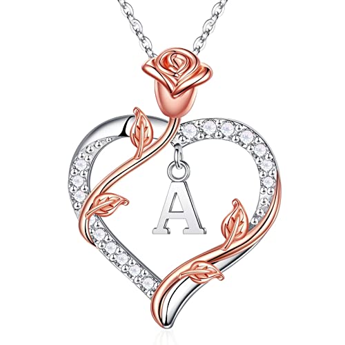 Valentines Day Gifts: Sterling Silver Heart Initial Necklace