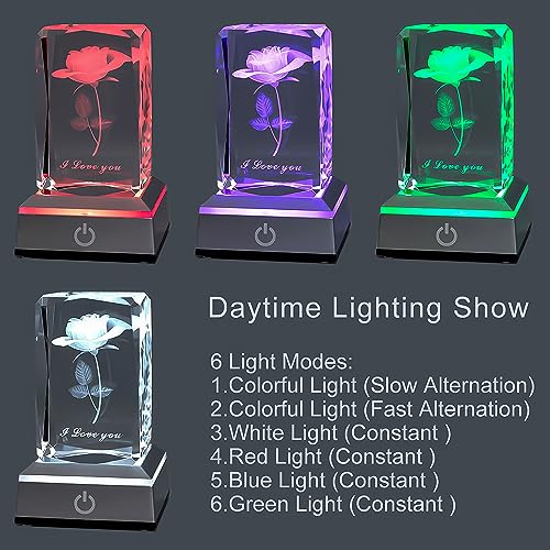 Multicolor Rose Crystal Nightlight - Unique Celebration Gift