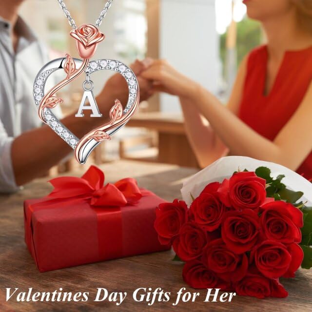 Valentines Day Gifts: Sterling Silver Heart Initial Necklace