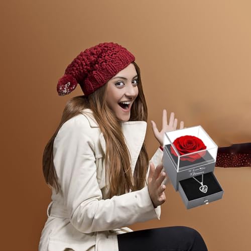 Eternal Red Rose with "I Love You" Necklace