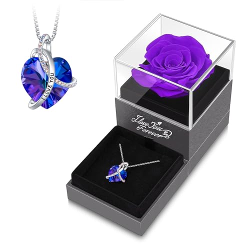 Purple Eternal Rose and "I Love You" Necklace