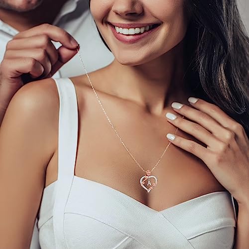 Valentines Day Gifts: Sterling Silver Heart Initial Necklace