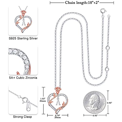 Valentines Day Gifts: Sterling Silver Heart Initial Necklace
