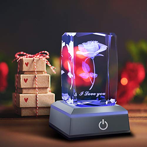 Multicolor Rose Crystal Nightlight - Unique Celebration Gift