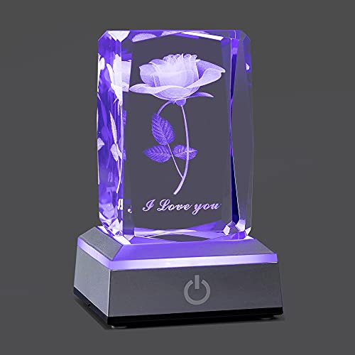 Multicolor Rose Crystal Nightlight - Unique Celebration Gift