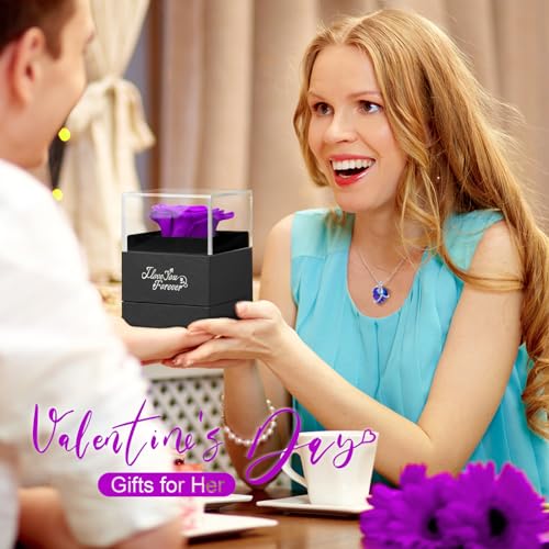 Purple Eternal Rose and "I Love You" Necklace