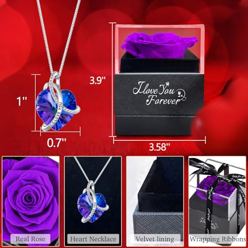 Purple Eternal Rose and "I Love You" Necklace