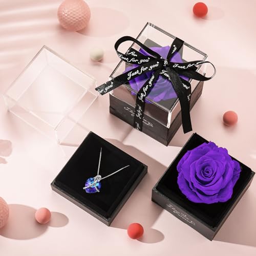 Purple Eternal Rose and "I Love You" Necklace