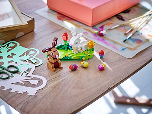 Easter Rabbits Display Building Toy Set with Eggs