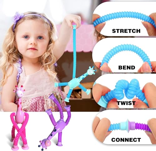 4pcs Giraffe Pop Tubes Sensory Toys for Celebrations