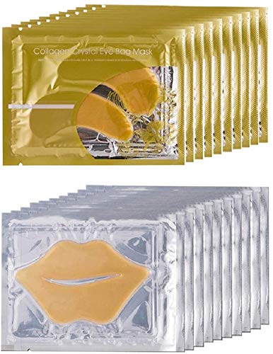 Gold Eye and Lip Mask Set, 10 Pairs with 10 Pcs