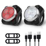 Ascher Super Bright USB Rechargeable Bike Light Set