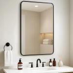 Stylish Black Aluminum Framed Wall Mirror 75x50cm