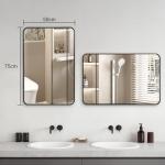 Stylish Black Aluminum Framed Wall Mirror 75x50cm