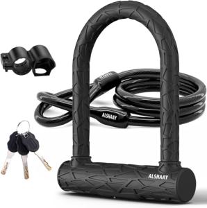 Heavy Duty U Lock with Steel Cable and Keys