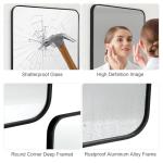 Stylish Black Aluminum Framed Wall Mirror 75x50cm