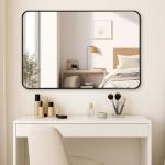 Stylish Black Aluminum Framed Wall Mirror 75x50cm