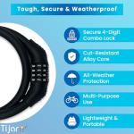 Heavy-Duty 4-Digit Bike Lock Cable