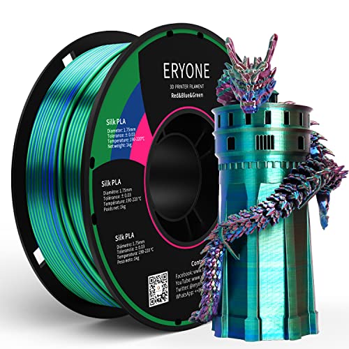 ERYONE Silk Tri-Color PLA Filament, 1.75mm, 1KG
