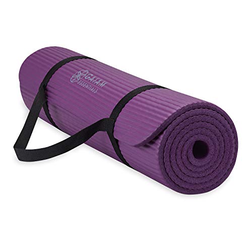 Gaiam Essentials Thick Yoga Mat with Carrier, Purple
