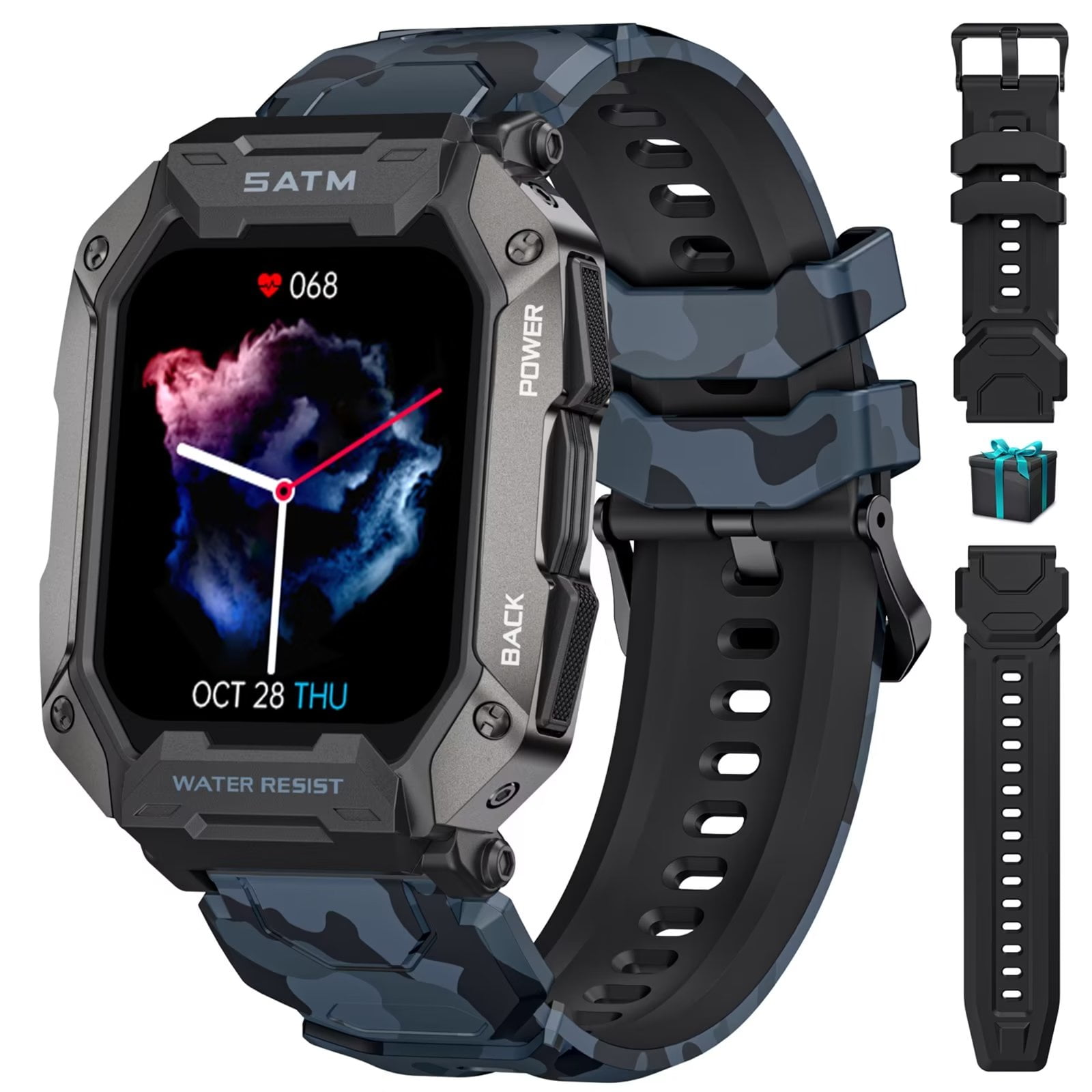 LIGE Military Smartwatch for Men - Black