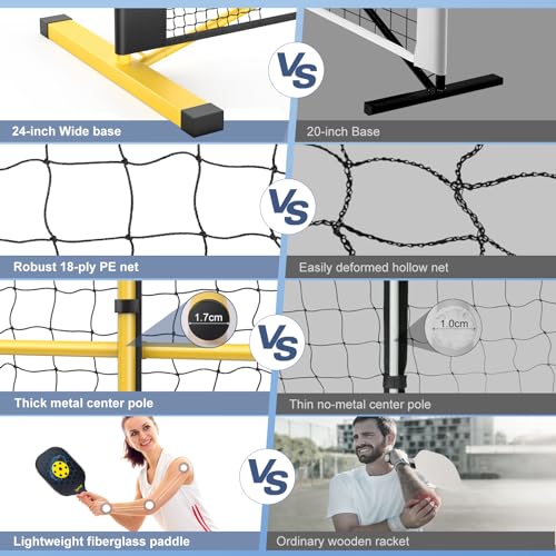TYRSEN Pickleball Set with Portable Net & 4 Rackets