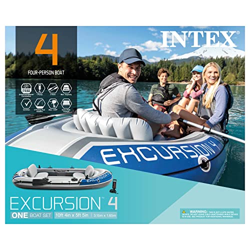 INTEX 4-Person Inflatable Boat Set with Deluxe Accessories