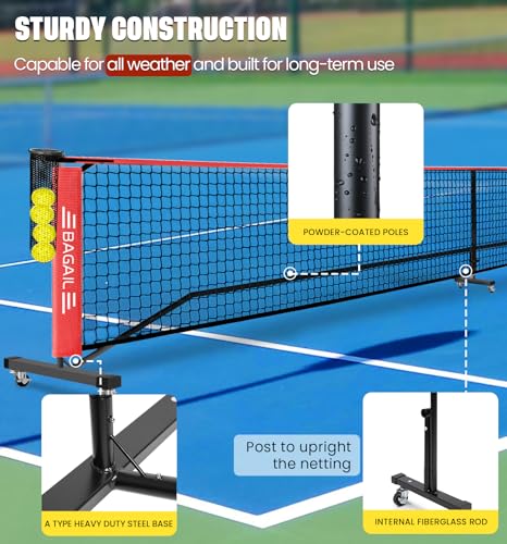 Portable 22 FT Pickleball Net Set with Wheels