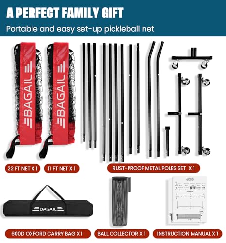 Portable 22 FT Pickleball Net Set with Wheels