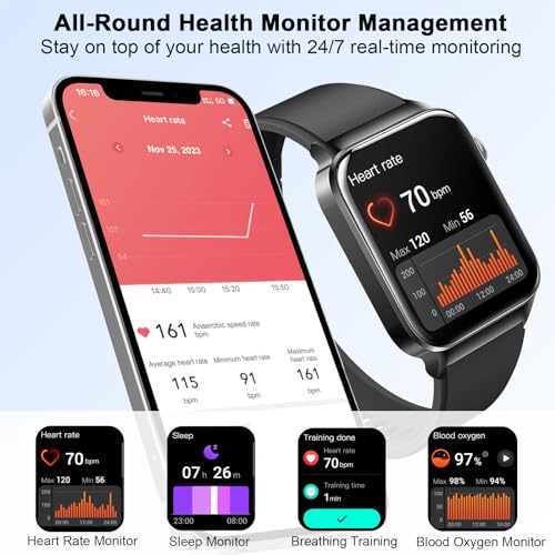 1.85" Smartwatch with 113 Sports Modes, Heart Rate Monitor