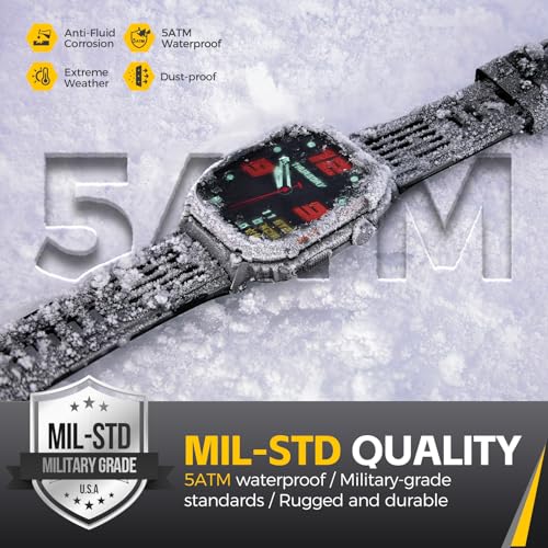 Men's Military Smartwatch: 5ATM Waterproof, Large Screen