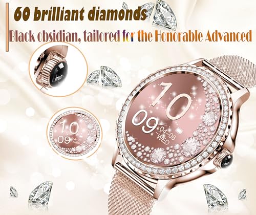 Diamond-studded Smart Watch for Women: Answer Calls, Fitness Tracker