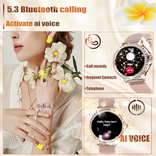 Diamond-studded Smart Watch for Women: Answer Calls, Fitness Tracker